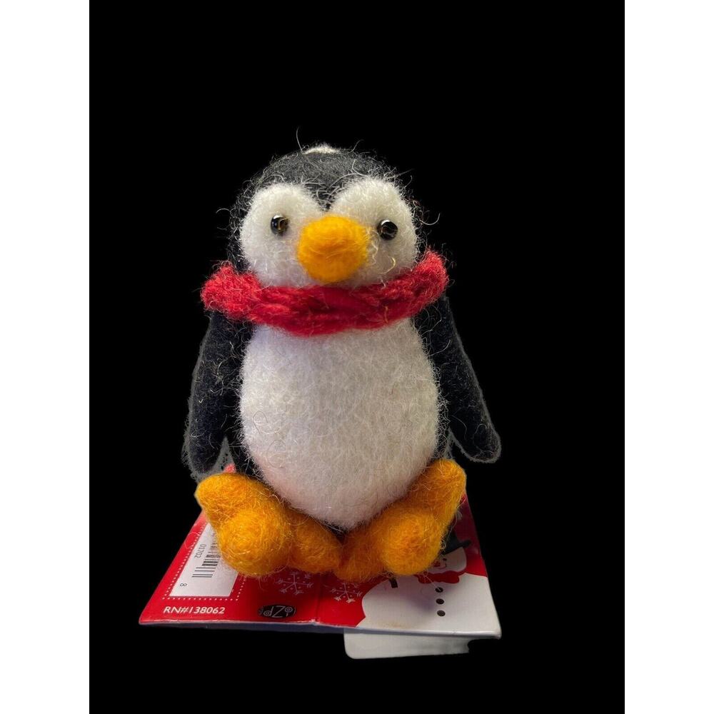 Pokey Penguin Handmade Felted Wool Ornament for Hanging or Shelf Sitter - Picture 3 of 4